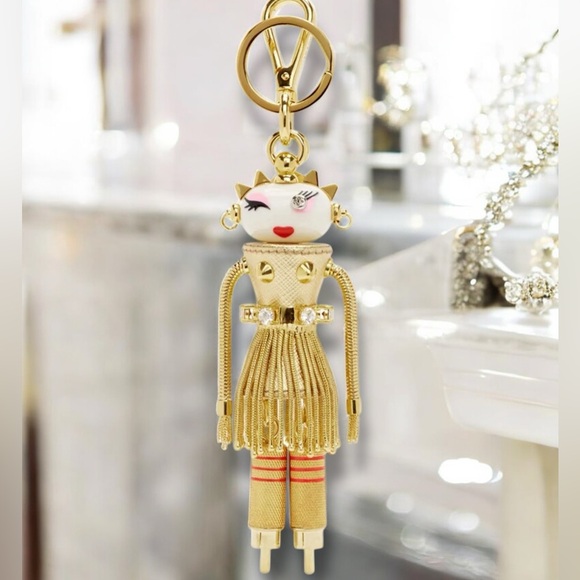 PRADA Gold Dahlia Girl Robot Keychain BOX POUCH INCLUDED RARE EUC Collectible